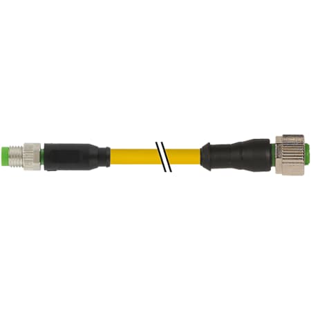 M8 Male 0° / M12 Female 0°, PUR 3x0.25 Ye UL/CSA+drag Chain 1.5m